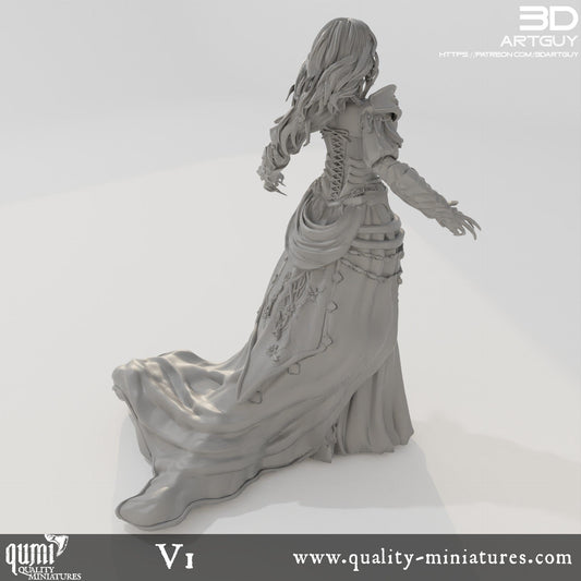 Tabletop RPG Miniature Vampiress - Qumi Quality Miniatures - Qumi Wargaming Mini Model Figure