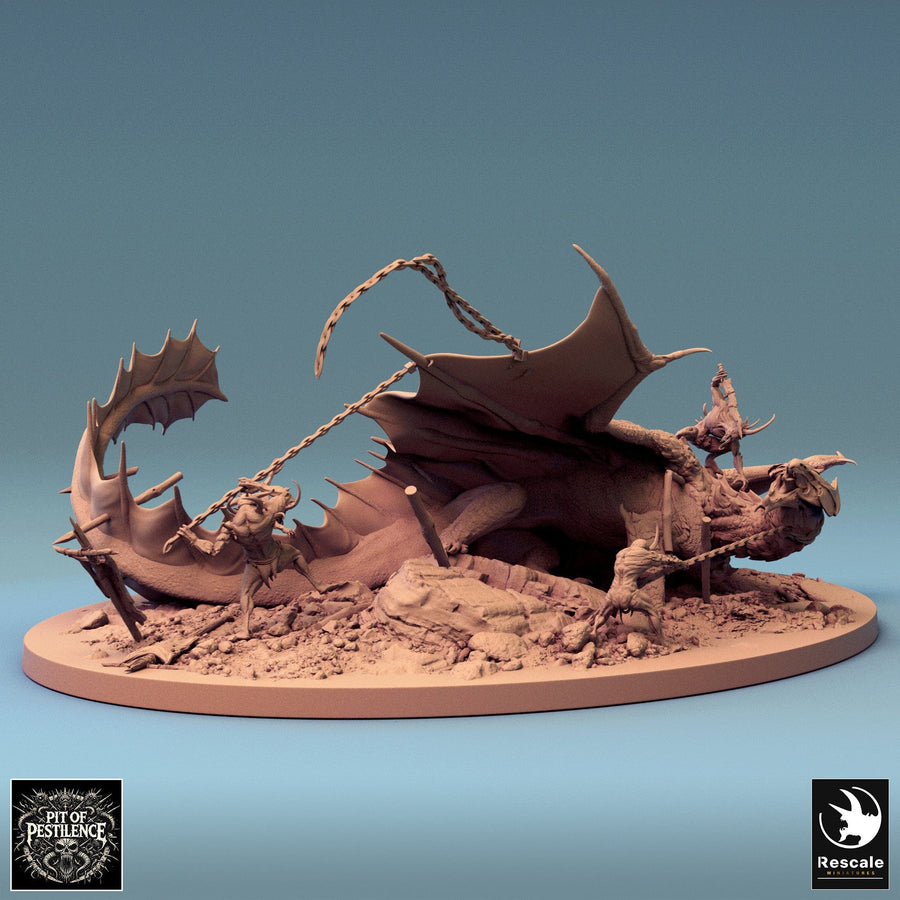 Dragon Brass Dragon Tabletop Miniature - 6821 by Qumi, 3D printed resin tabletop miniature for RPGs, wargaming and painting