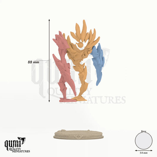 The Sentinel - colour-coded parts render, 88 mm tall, 3 body parts, 54 mm round base