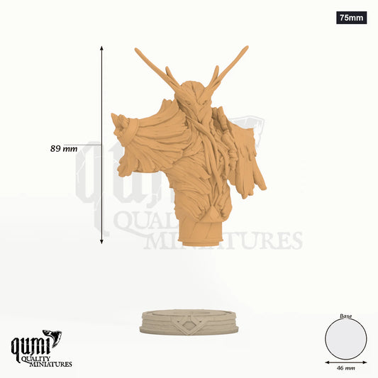The Verdant Sentinel Miniature Bust 75mm - colour-coded parts render, 89 mm tall, 1 body part, 46 mm round base