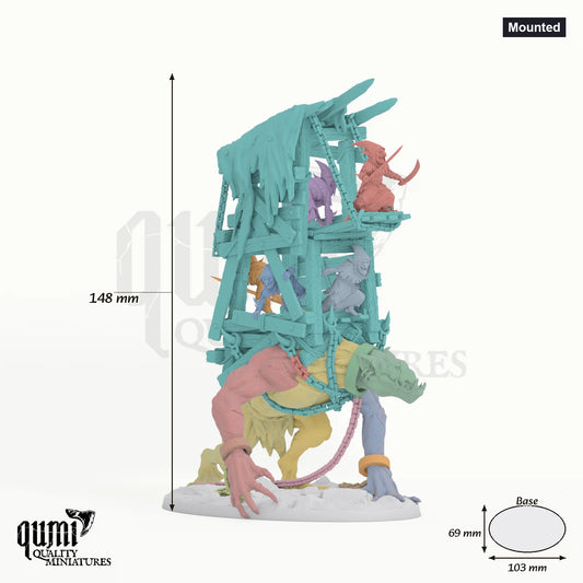 Troll Tabletop-Miniatur (Wild) - 148 mm hoch, 103x69 mm Base, 19 Körperteile + 1 Base - Rescale Miniatures 3D-Druck von Qumi
