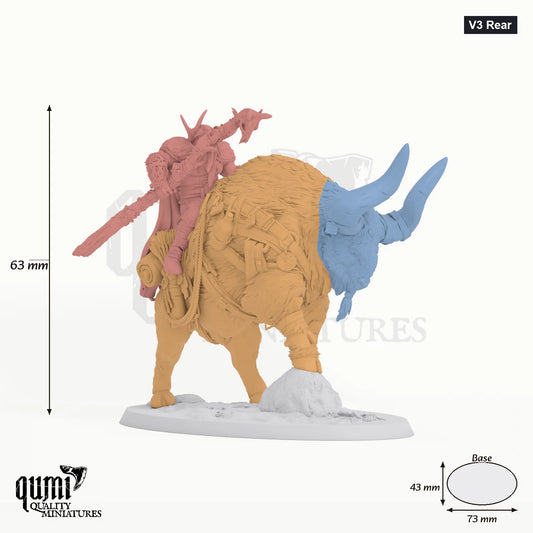 Vargir Frosthorn tabletop miniature (V3 Rear) - 63 mm tall, 73x43 mm base - Rescale Miniatures 3D print by Qumi