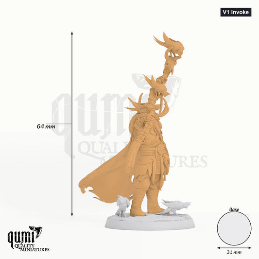 Humanoid Wizard Vargir Mage Tabletop-Miniatur (V1 Invoke) - 64 mm hoch, 31 mm Base - Rescale Miniatures 3D-Druck von Qumi