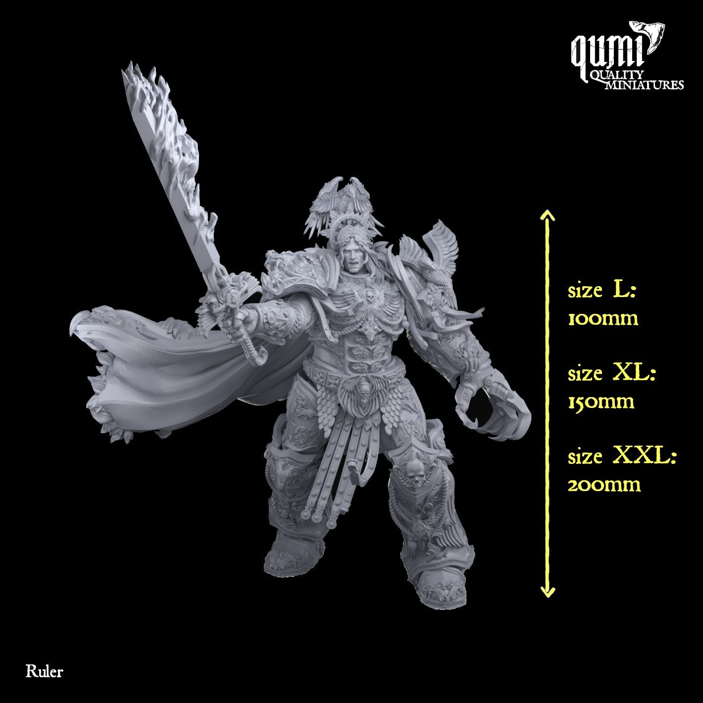 Lord Ruler XXL V1 Space Warrior Emperor 32mm Tabletop RPG Mini 3D printed wargaming - Quality Miniatures - Qumi