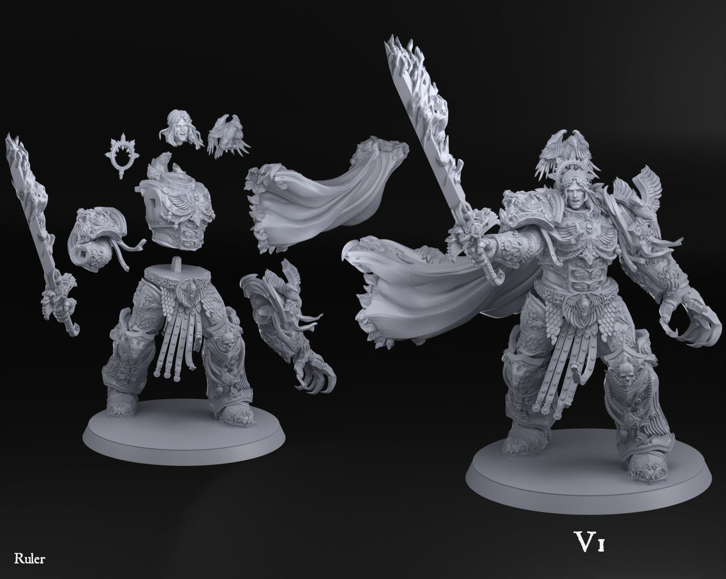 Lord Ruler XXL V1 Space Warrior Emperor 32mm Tabletop RPG Mini 3D printed wargaming - Quality Miniatures - Qumi