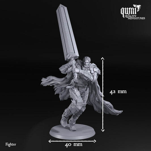 Tabletop RPG Miniature Knight Giant Sword Fighter - Qumi Quality Miniatures - Qumi Wargaming Mini Model Figure