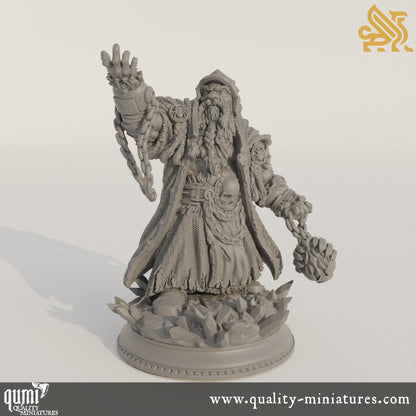 Dorgrid Darnane - Dark Dwarf Rune Sorcerer - 32mm 75mm Tabletop RPG Mini - Qumi - DM Stash