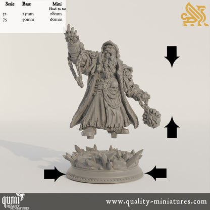 Dorgrid Darnane - Dark Dwarf Rune Sorcerer - 32mm 75mm Tabletop RPG Mini - Qumi - DM Stash