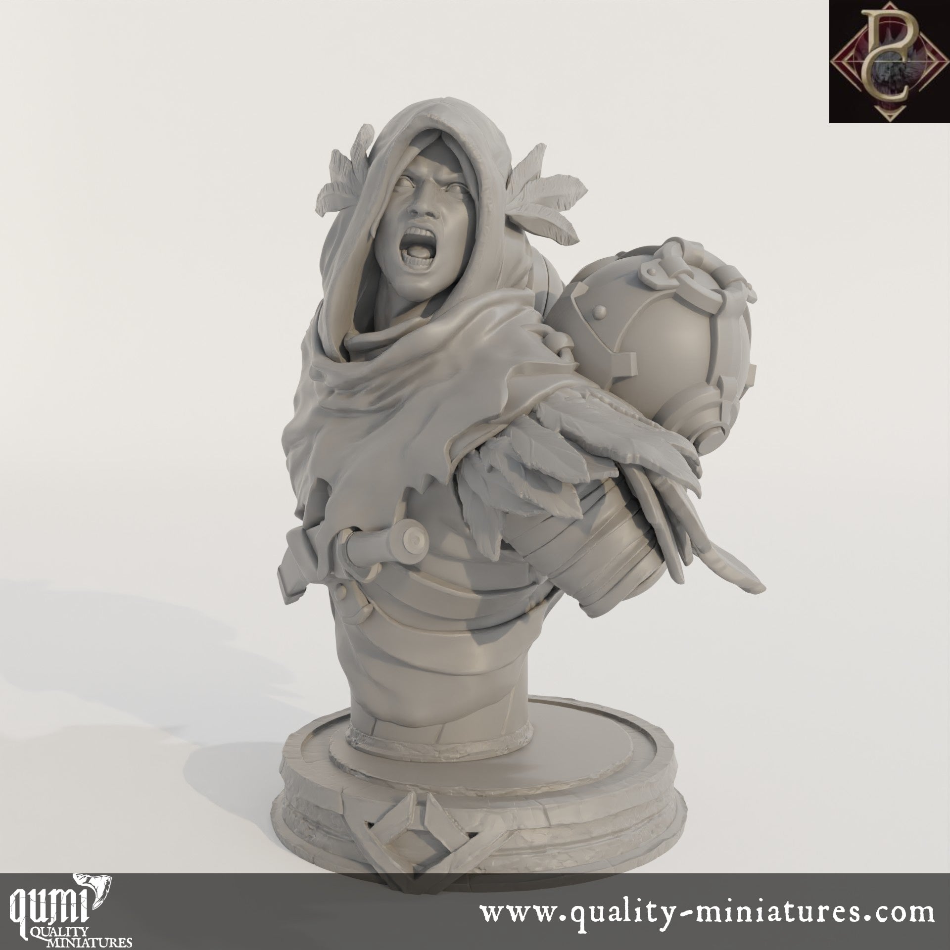 Aerithrian Wind Defender Bust - 32mm Tabletop RPG Mini - Qumi - Parasite Collectibles Quality Miniatures - Qumi