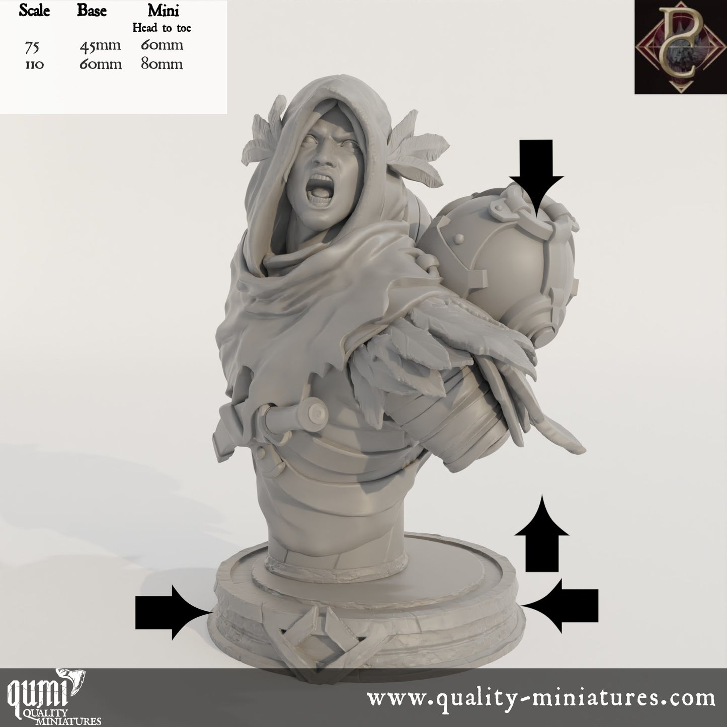 Aerithrian Wind Defender Bust - 32mm Tabletop RPG Mini - Qumi - Parasite Collectibles Quality Miniatures - Qumi