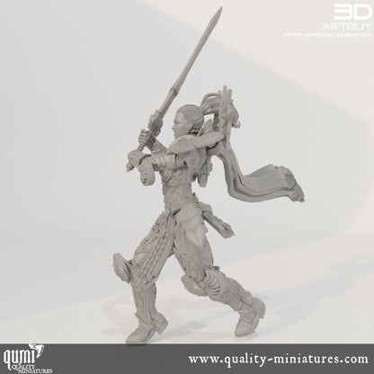 Angry Paladin Melee - 32mm Tabletop RPG Mini - Qumi Quality Miniatures - Qumi