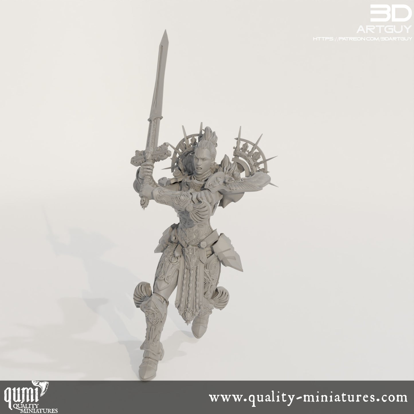 Angry Paladin Melee - 32mm Tabletop RPG Mini - Qumi Quality Miniatures - Qumi