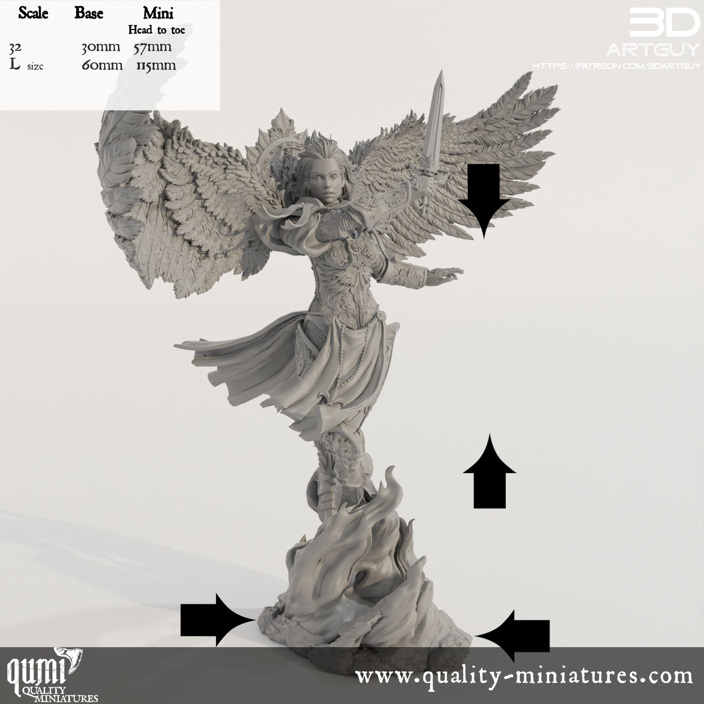 Arch Angel - 32mm Tabletop RPG Mini - Qumi - Quality Miniatures - Qumi - 28mm Maßstab, 28mm scale, 32mm Maßstab, 32mm scale, 3D printed wargaming accessories, tabletop miniatures