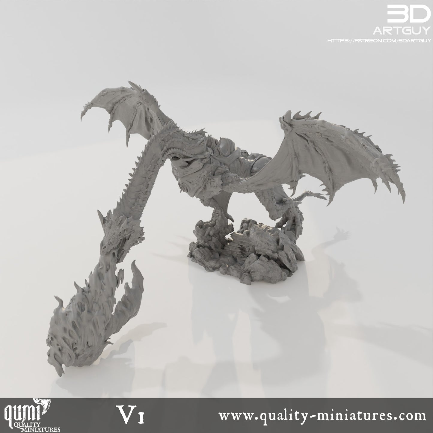 Armored Dragon - 32mm Tabletop RPG Mini - Qumi - 3D ArtGuy