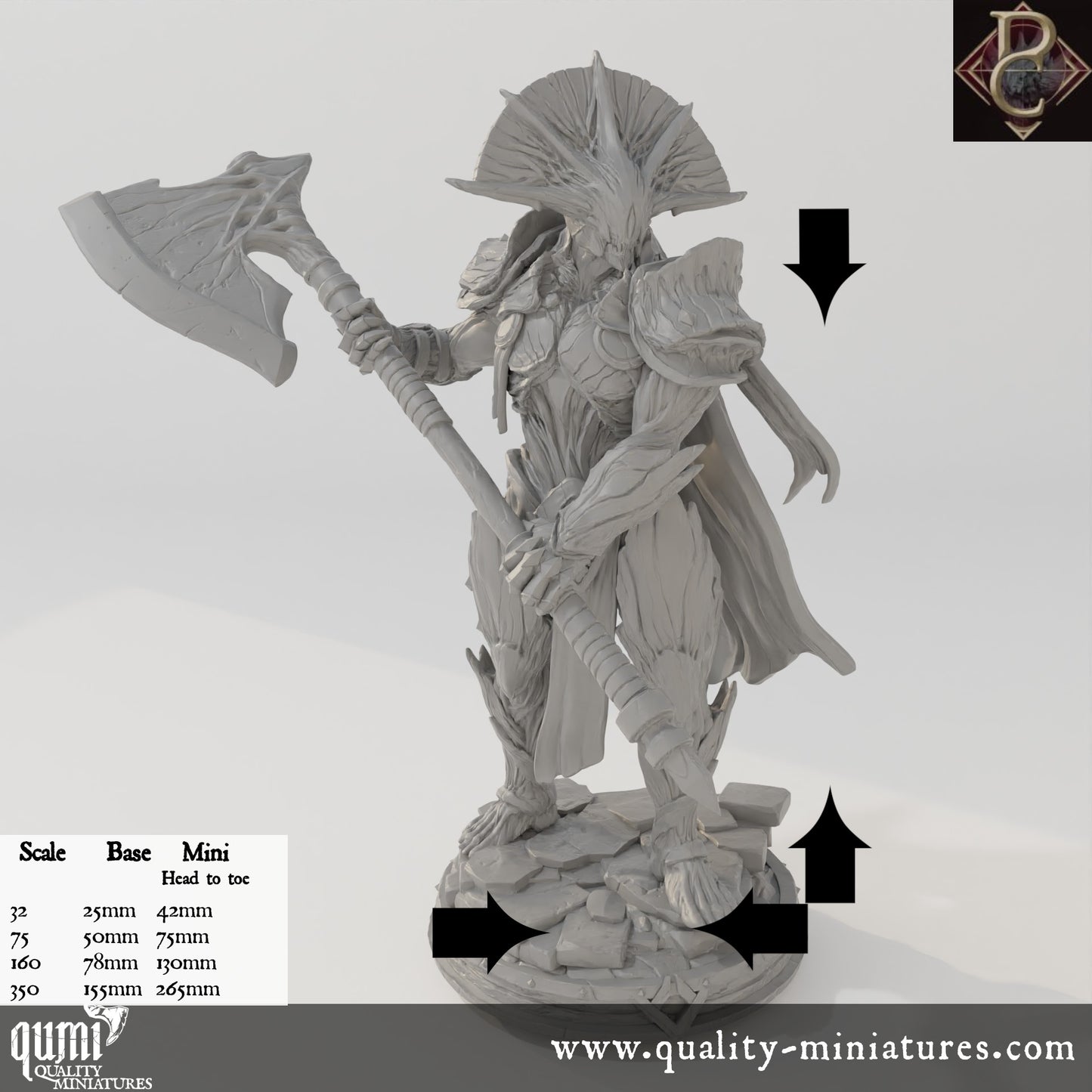 Aruges The Cursed - 32mm Tabletop RPG Mini - up to 4XL Size - Qumi - Parasite Collectibles Quality Miniatures - Qumi