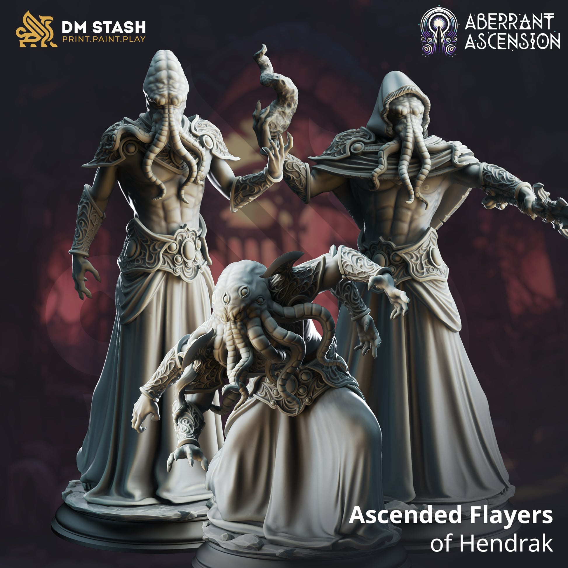 Ascended Flayers of Hendrak - 32mm 75mm Tabletop RPG Mini - Qumi - DM Stash Quality Miniatures - Qumi