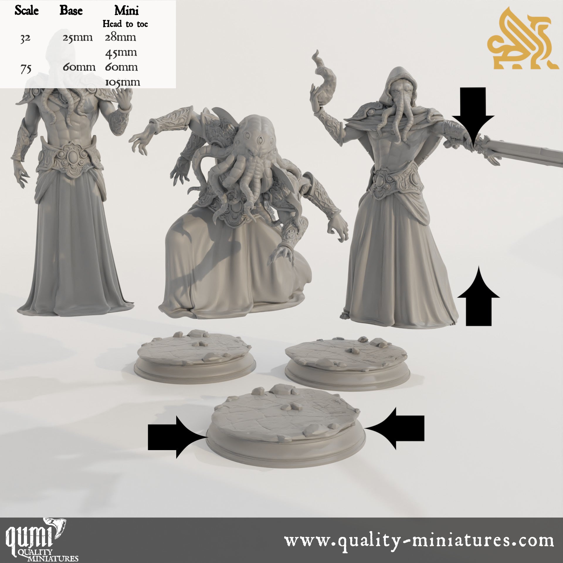 Ascended Flayers of Hendrak - 32mm 75mm Tabletop RPG Mini - Qumi - DM Stash Quality Miniatures - Qumi