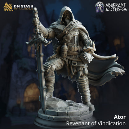 Ator - Revenant of Vindication - 32mm 75mm Tabletop RPG Mini - Qumi - DM Stash Quality Miniatures - Qumi