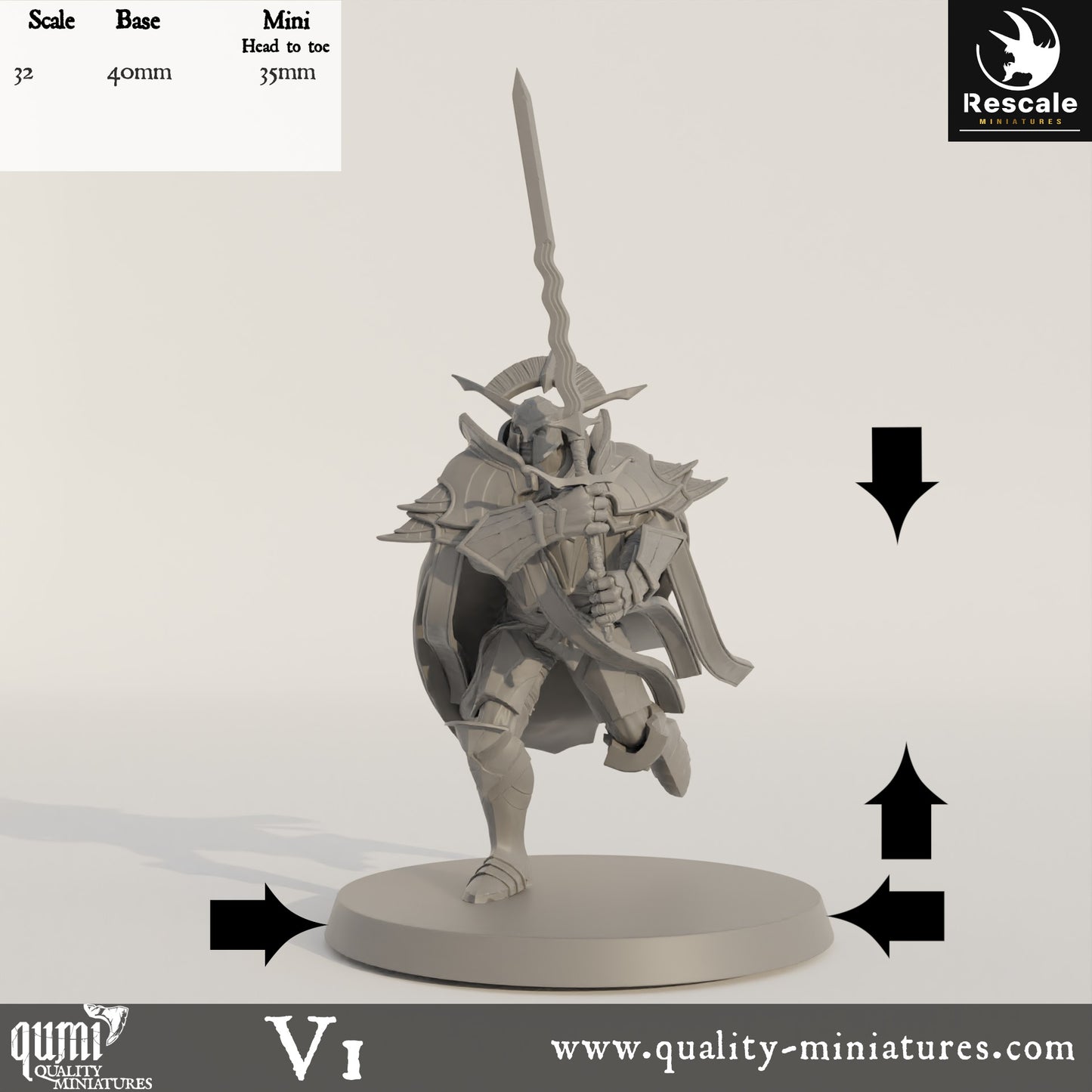 Aeterna Infantry General - 32mm Tabletop RPG Mini - Qumi - Rescale Miniatures