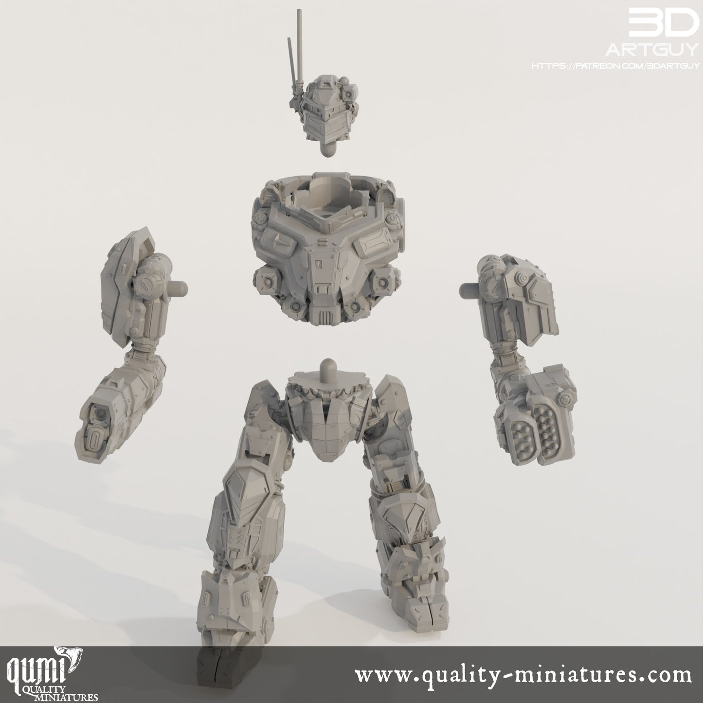 Battle Mech - 32mm Tabletop RPG Mini - Size L - Qumi Quality Miniatures - Qumi