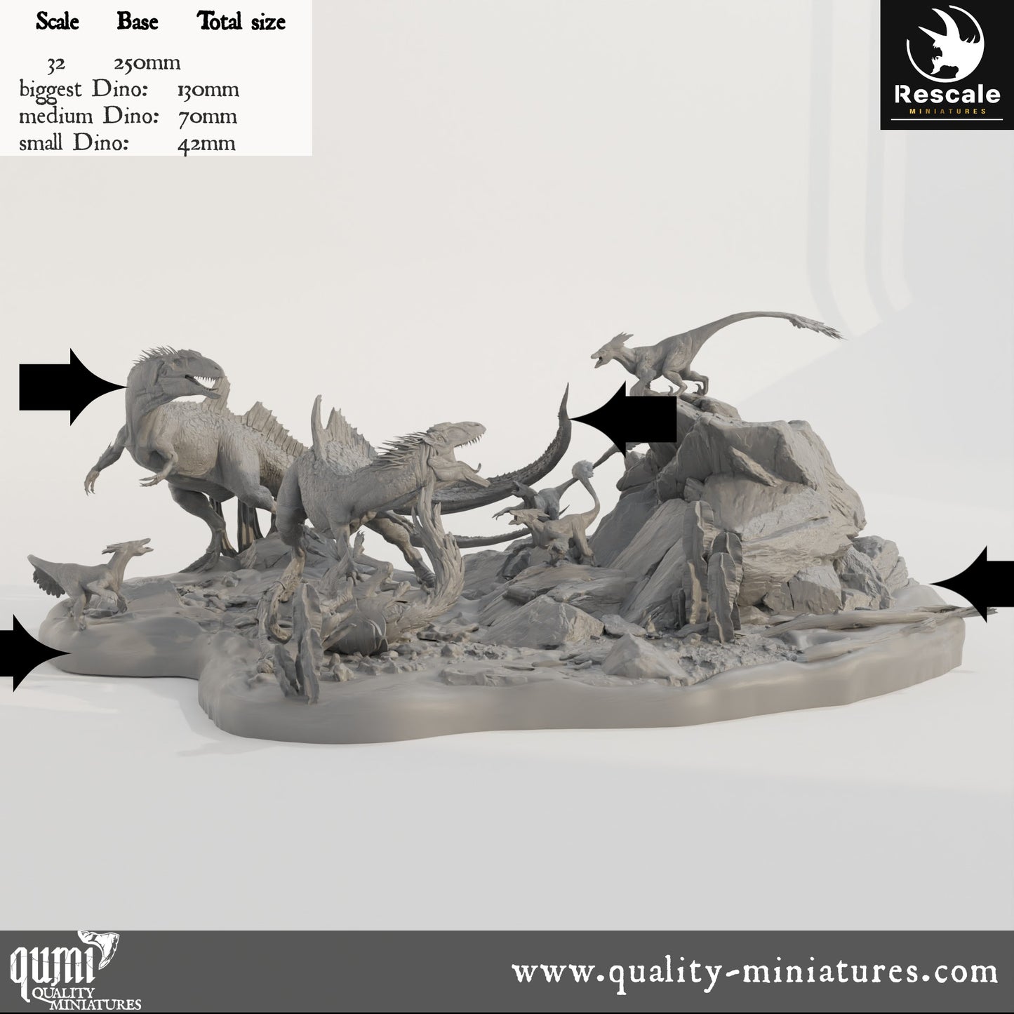 Battle Scene - Dinotopia - 32mm Tabletop RPG Mini - Qumi - Rescale Miniatures Quality Miniatures - Qumi