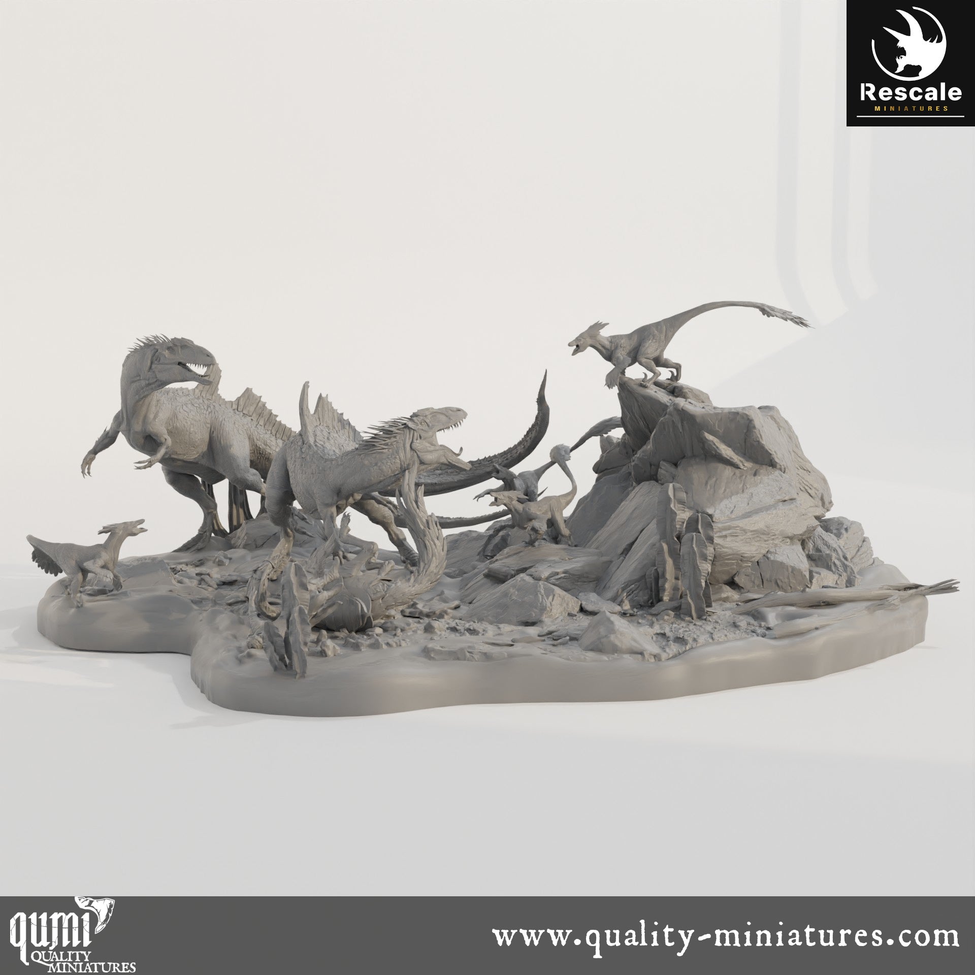 Battle Scene - Dinotopia - 32mm Tabletop RPG Mini - Qumi - Rescale Miniatures Quality Miniatures - Qumi