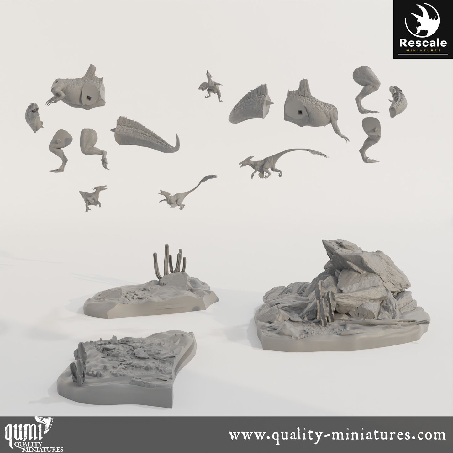 Battle Scene - Dinotopia - 32mm Tabletop RPG Mini - Qumi - Rescale Miniatures Quality Miniatures - Qumi