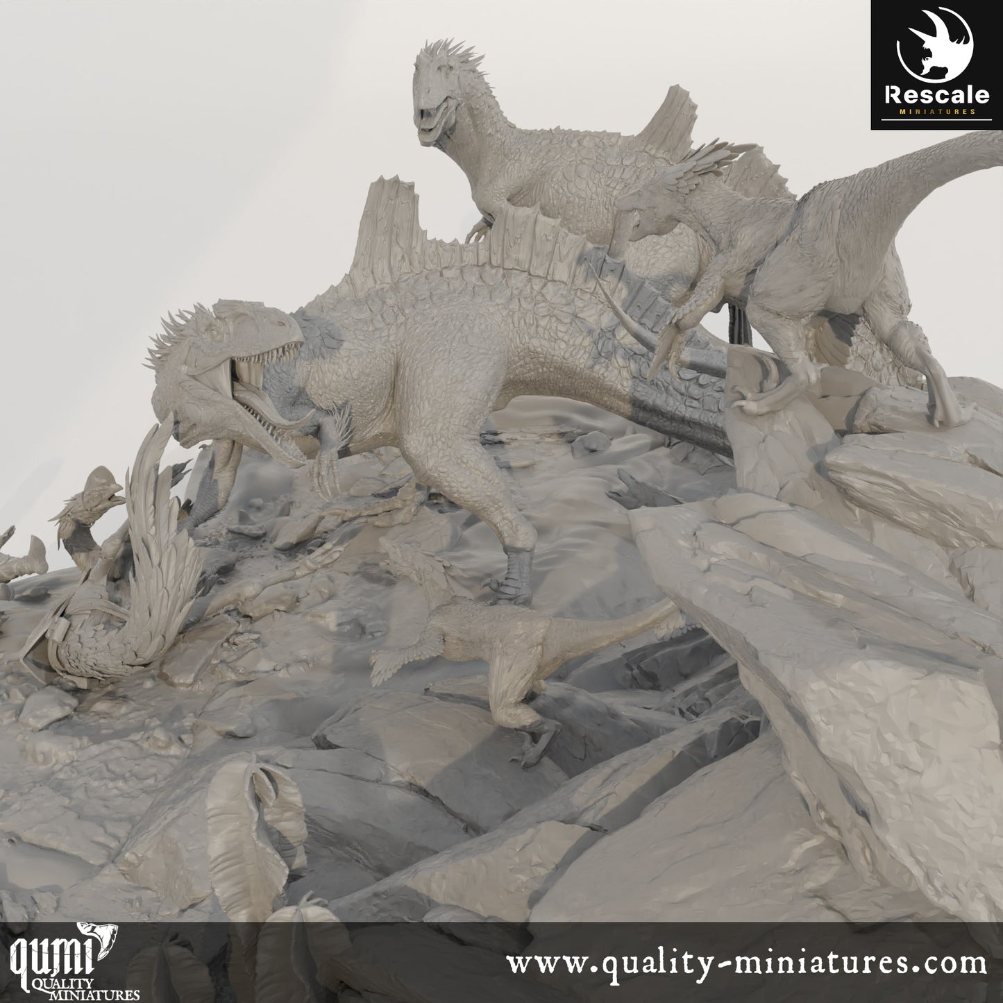 Battle Scene - Dinotopia - 32mm Tabletop RPG Mini - Qumi - Rescale Miniatures Quality Miniatures - Qumi