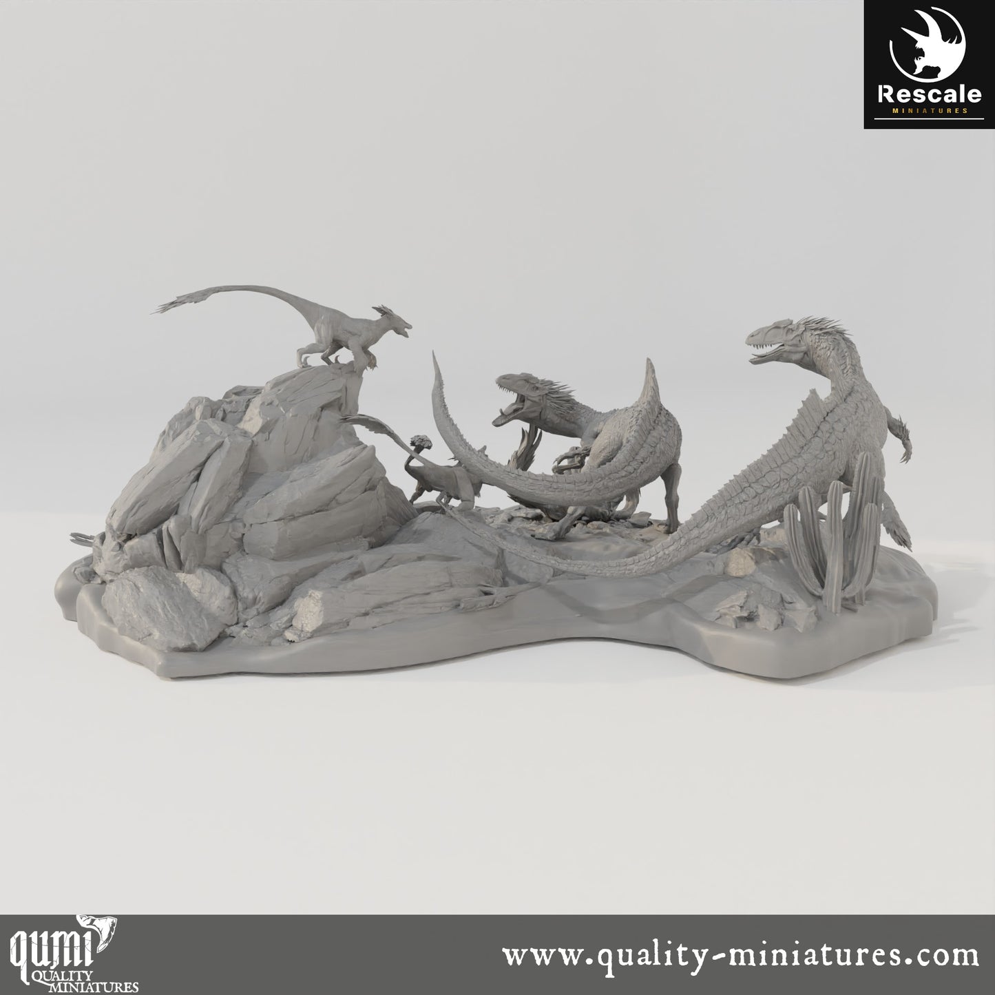 Battle Scene - Dinotopia - 32mm Tabletop RPG Mini - Qumi - Rescale Miniatures Quality Miniatures - Qumi