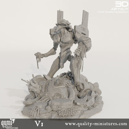 Berserker Diorama - 32mm Tabletop RPG Mini - Qumi - 3D ArtGuy Quality Miniatures - Qumi