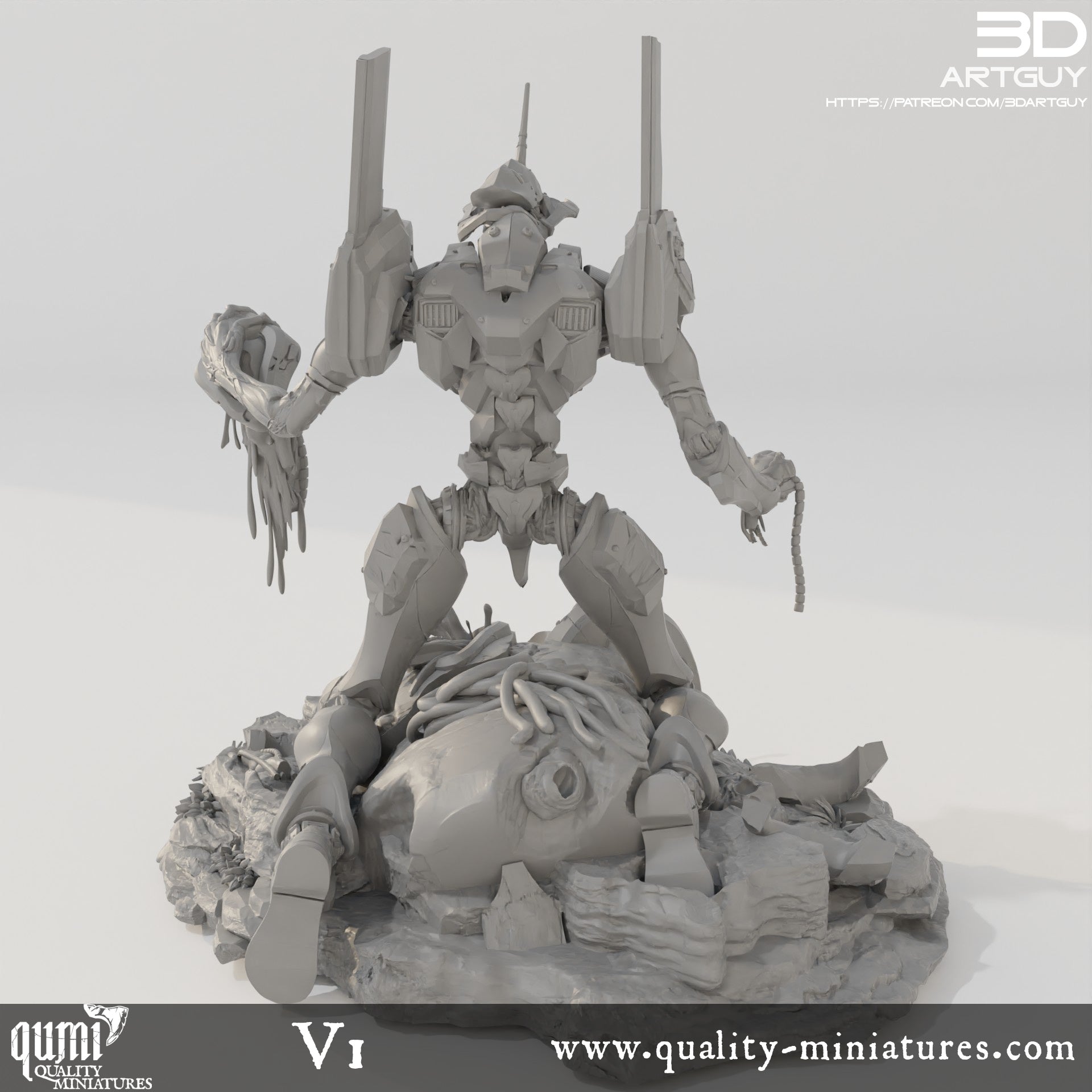 Berserker Diorama - 32mm Tabletop RPG Mini - Qumi - 3D ArtGuy Quality Miniatures - Qumi