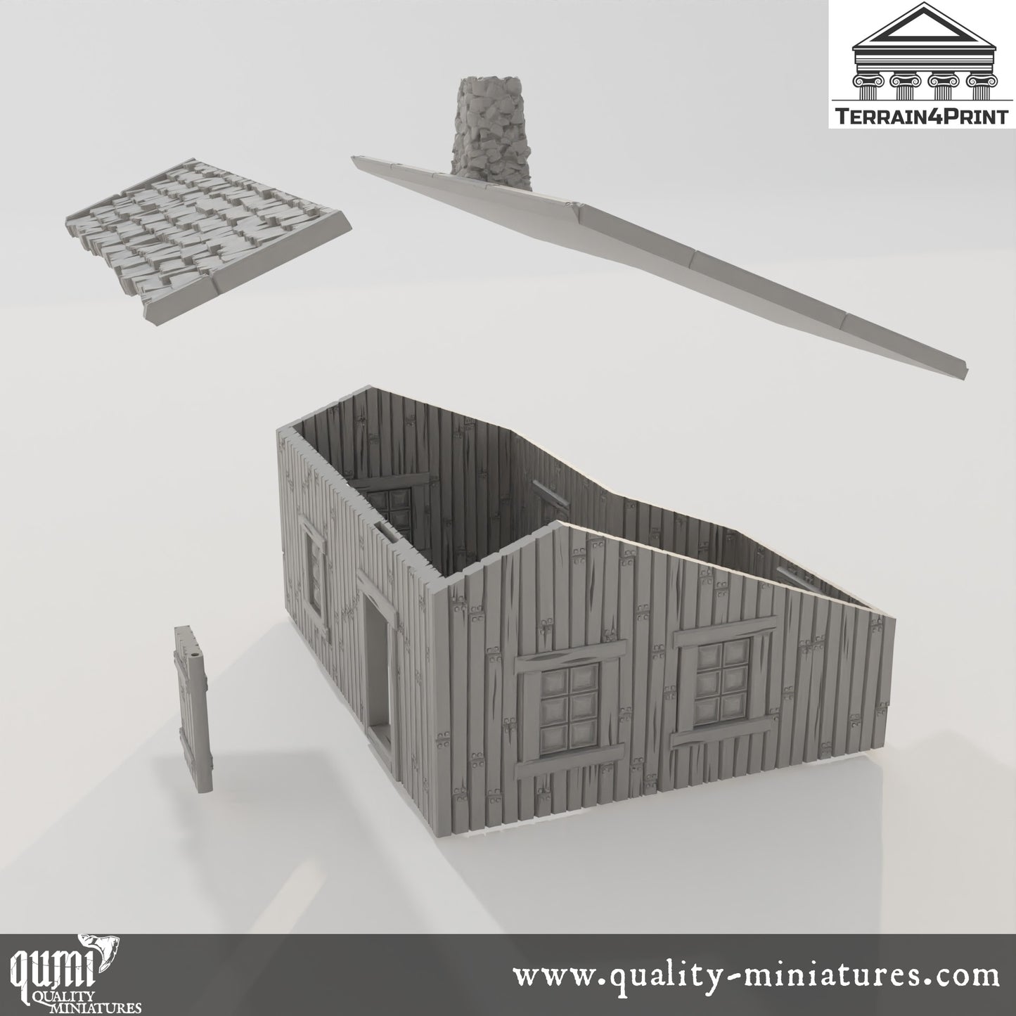 Big Cabin with Chimney Hrimstead - Resin Print - Tabletop RPG Terrain - Terrain4Print - Qumi Quality Miniatures - Qumi