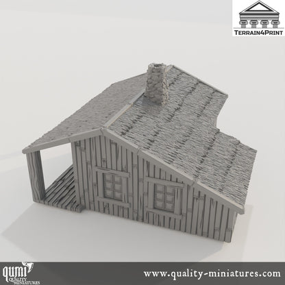 Big Cabin with Porch Hrimstead - Resin Print - Tabletop RPG Terrain - Terrain4Print - Qumi Quality Miniatures - Qumi