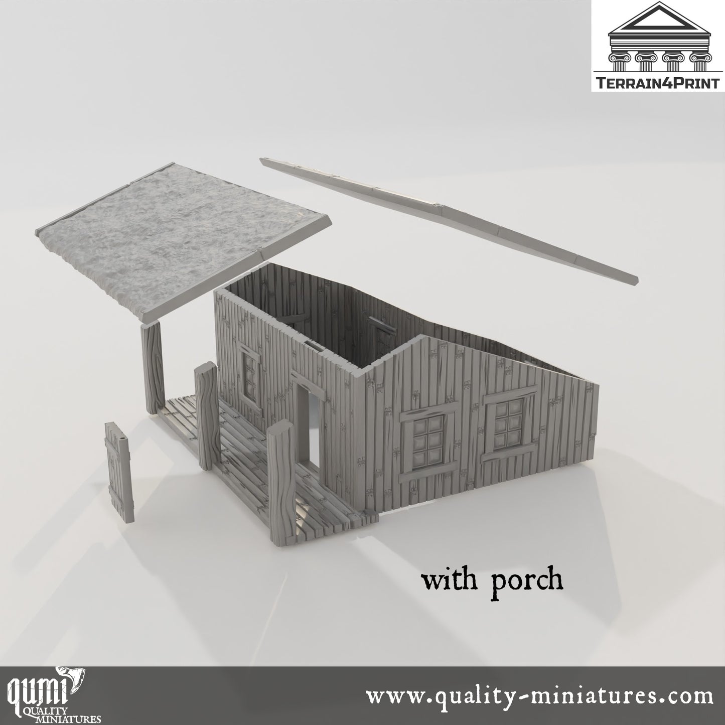 Big Cabin with Porch Hrimstead - Resin Print - Tabletop RPG Terrain - Terrain4Print - Qumi Quality Miniatures - Qumi