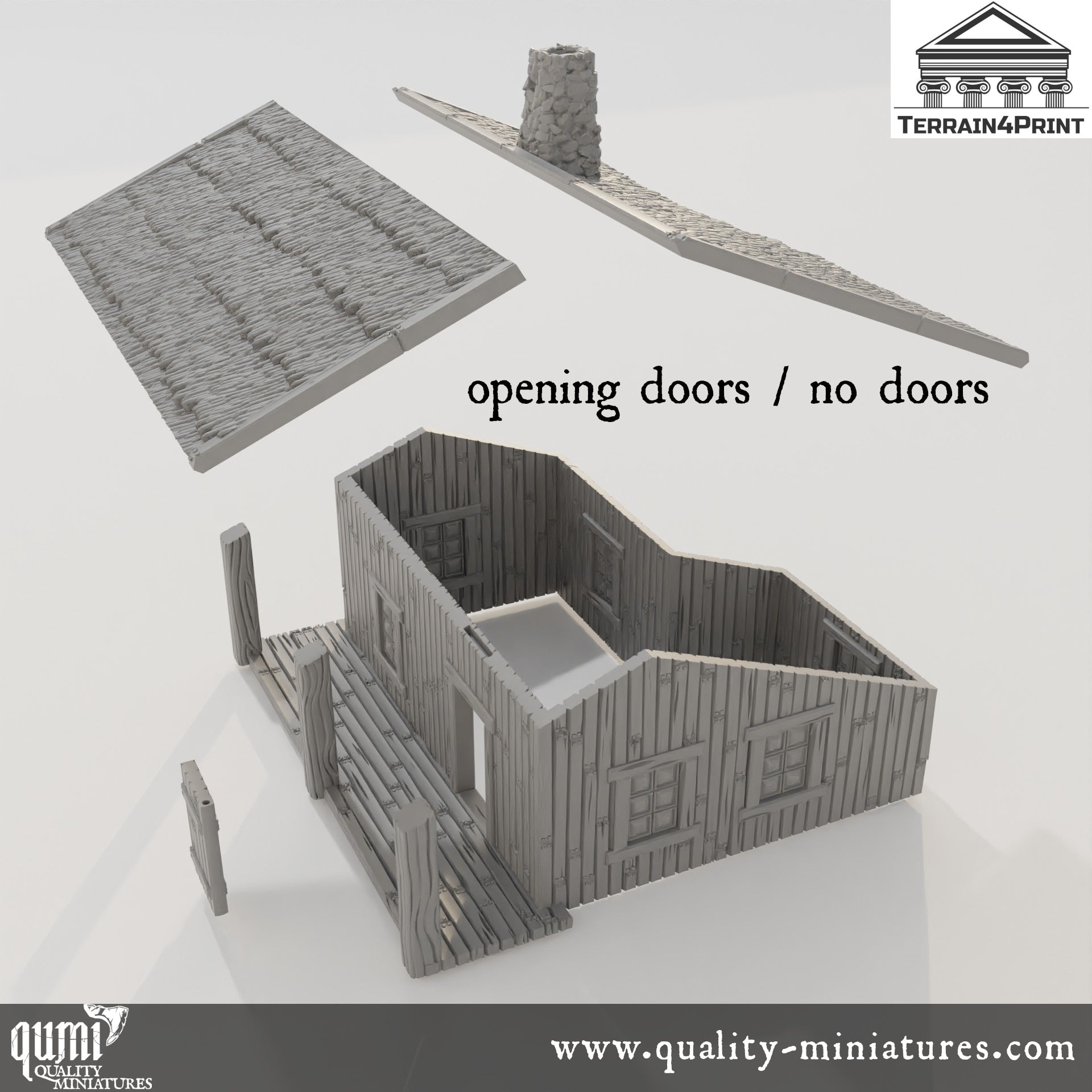 Big Cabin with Porch Hrimstead - Resin Print - Tabletop RPG Terrain - Terrain4Print - Qumi Quality Miniatures - Qumi