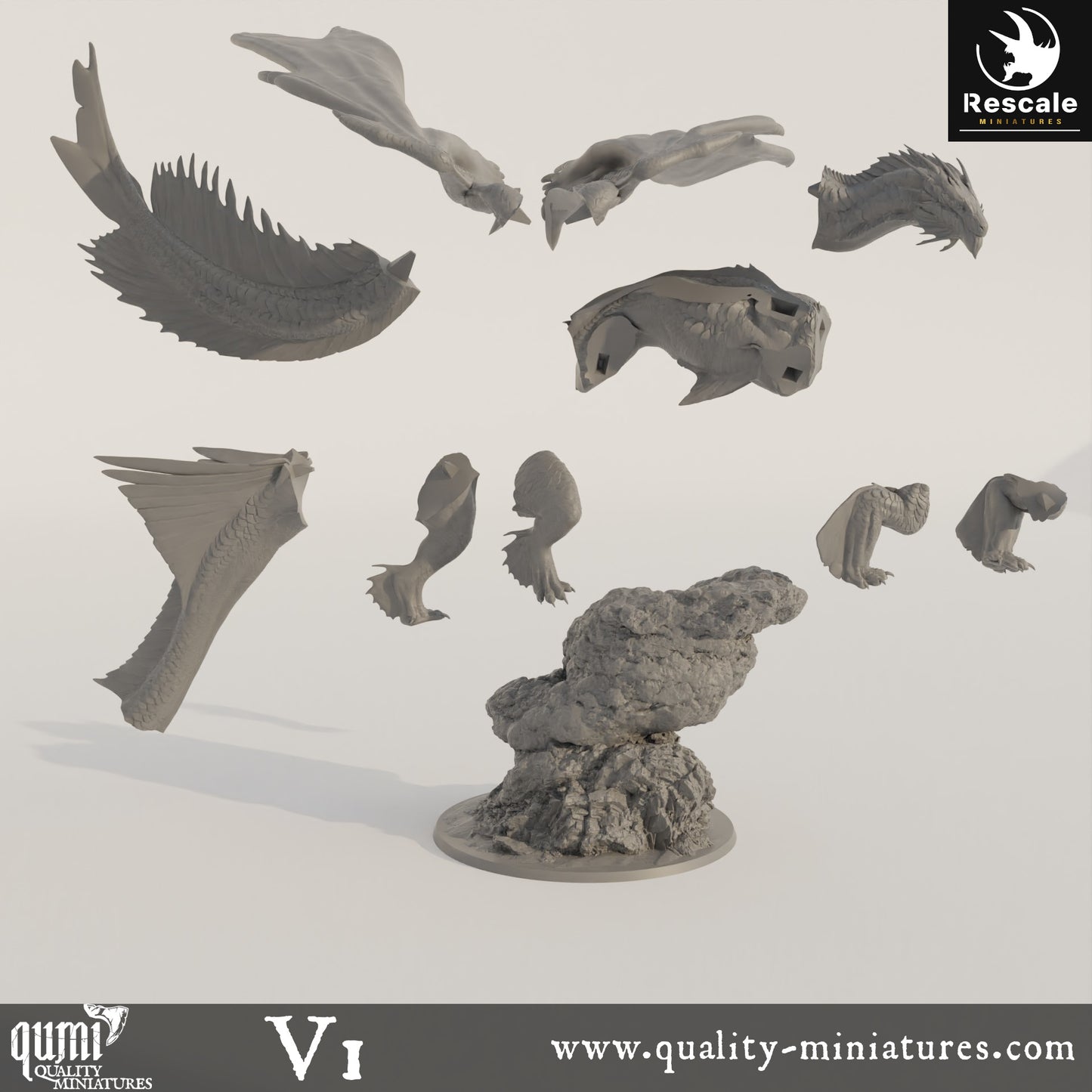 Bronze Dragon - 32mm Tabletop RPG Mini - Qumi - Rescale Miniatures