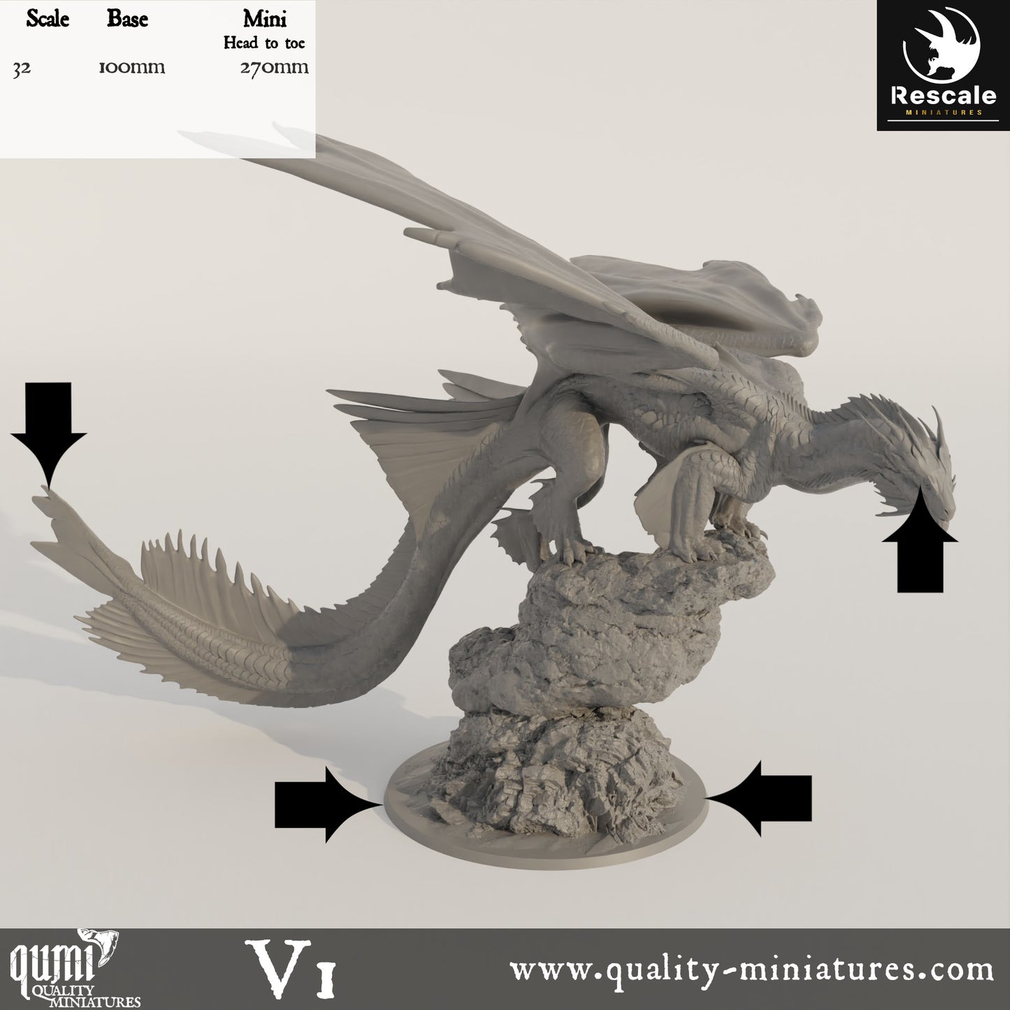 Bronze Dragon - 32mm Tabletop RPG Mini - Qumi - Rescale Miniatures