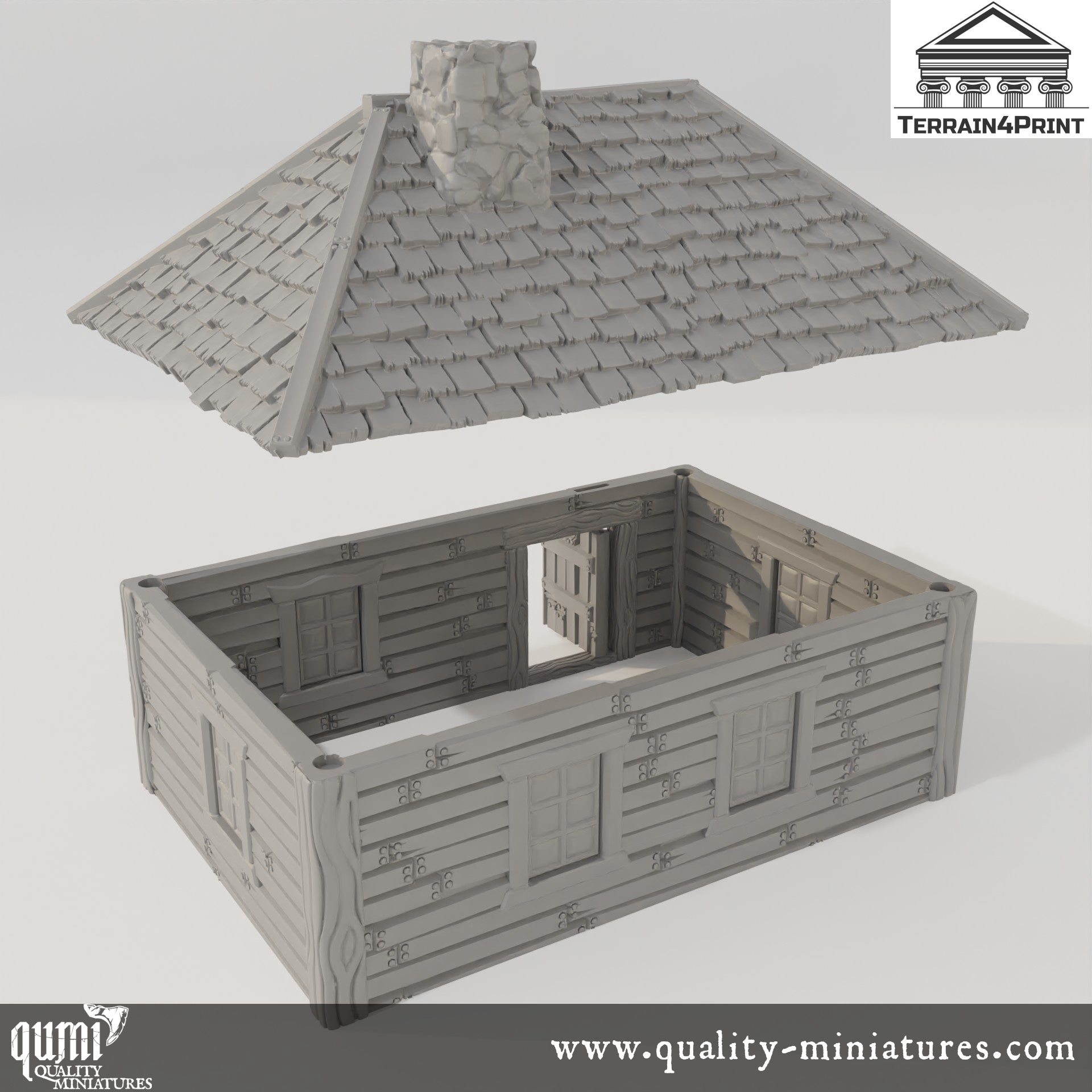 Cabin with Chimney Hrimstead - Resin Print - Tabletop RPG Terrain - Terrain4Print - Qumi Quality Miniatures - Qumi