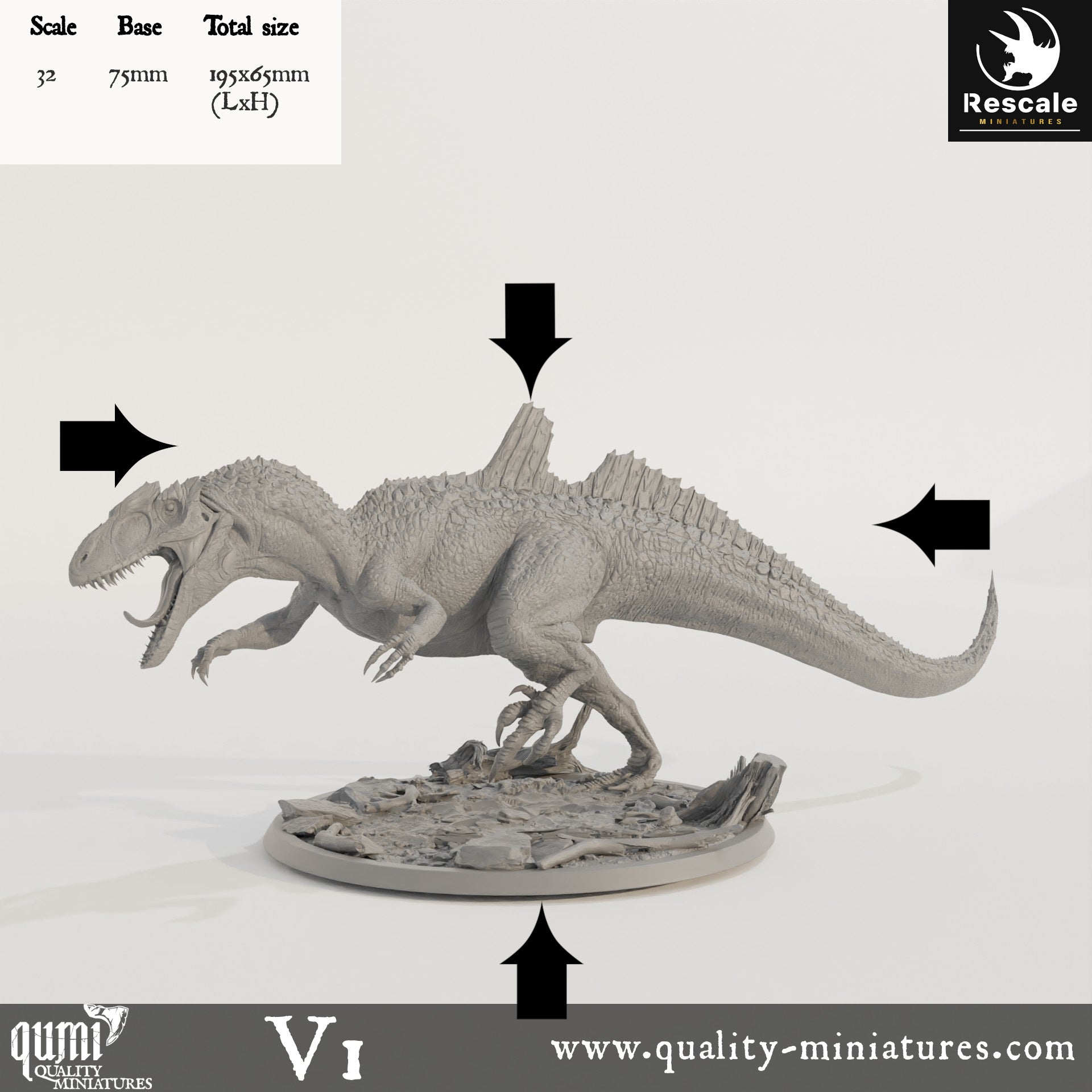 Concavenator - Dinotopia - 32mm Tabletop RPG Mini - Qumi - Rescale Miniatures Quality Miniatures - Qumi