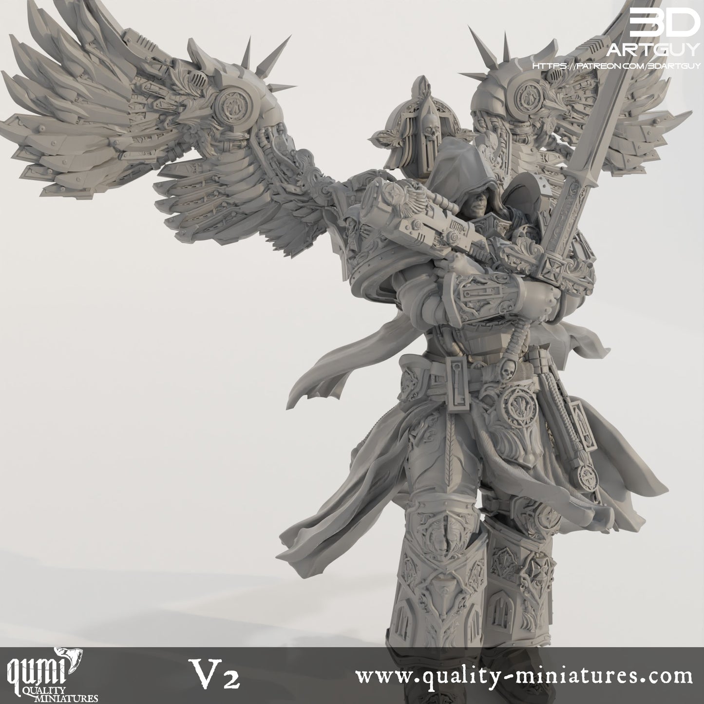 Cowled Angel - 32mm Tabletop RPG Mini - Qumi Quality Miniatures - Qumi