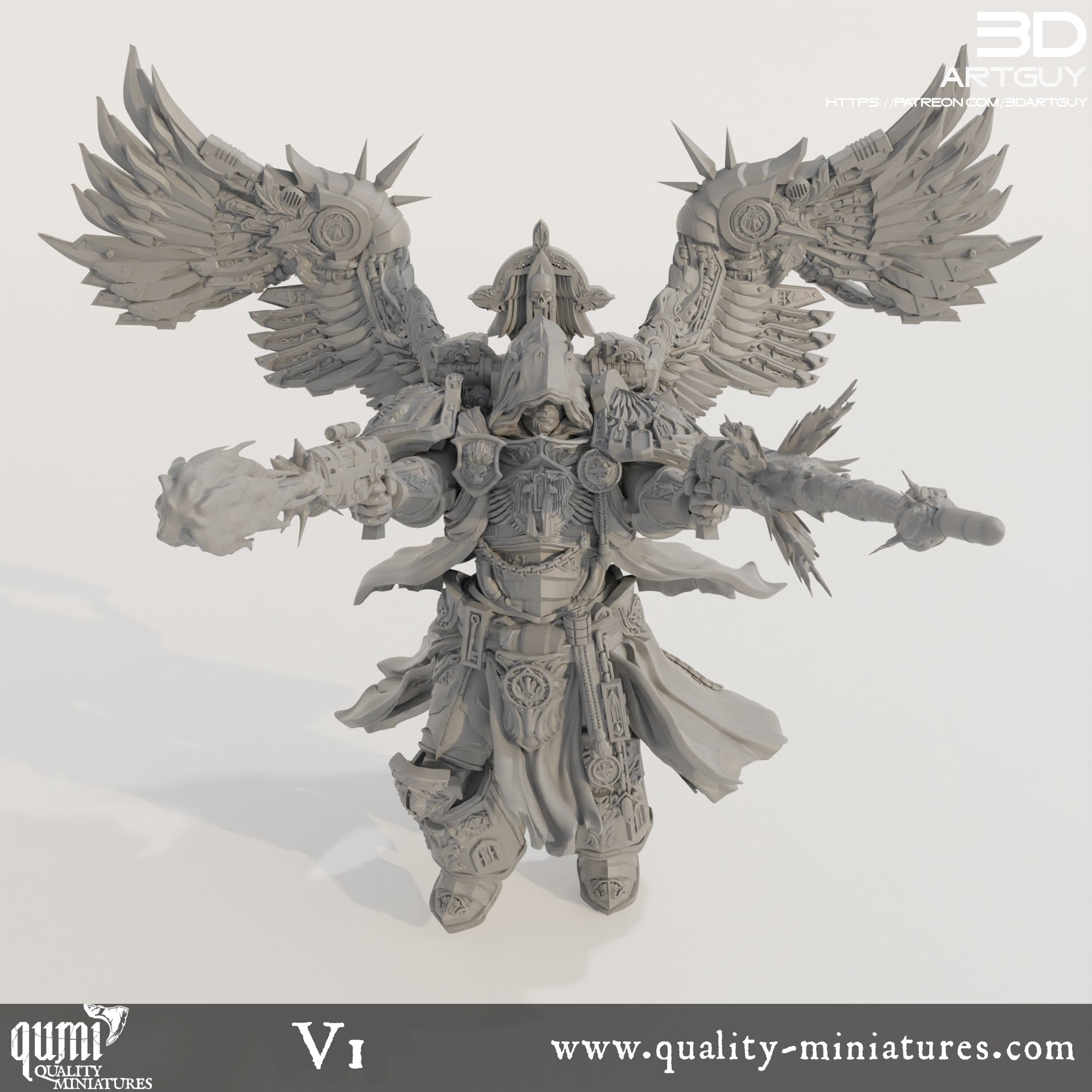 Cowled Angel - 32mm Tabletop RPG Mini - Qumi Quality Miniatures - Qumi