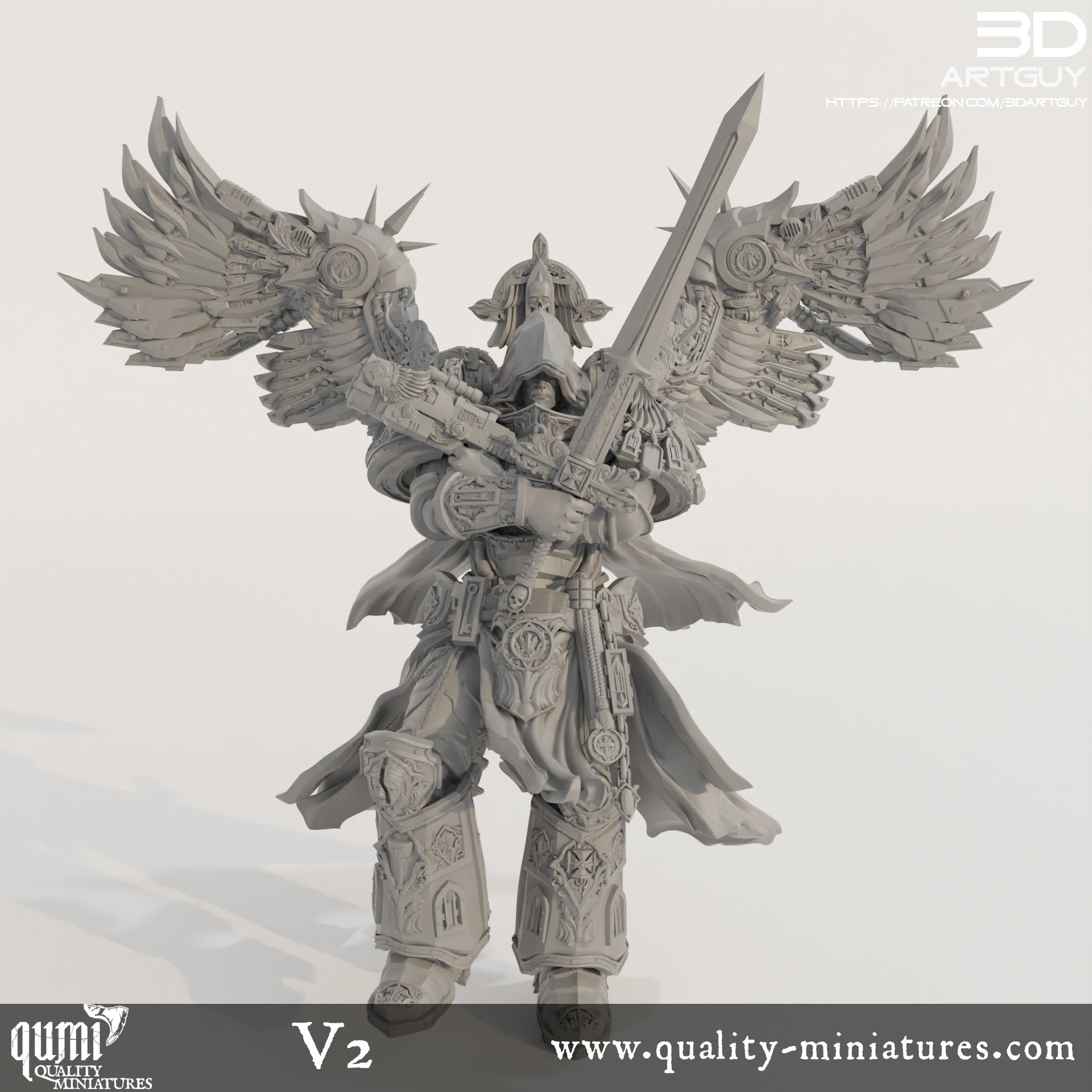 Cowled Angel - 32mm Tabletop RPG Mini - Qumi Quality Miniatures - Qumi