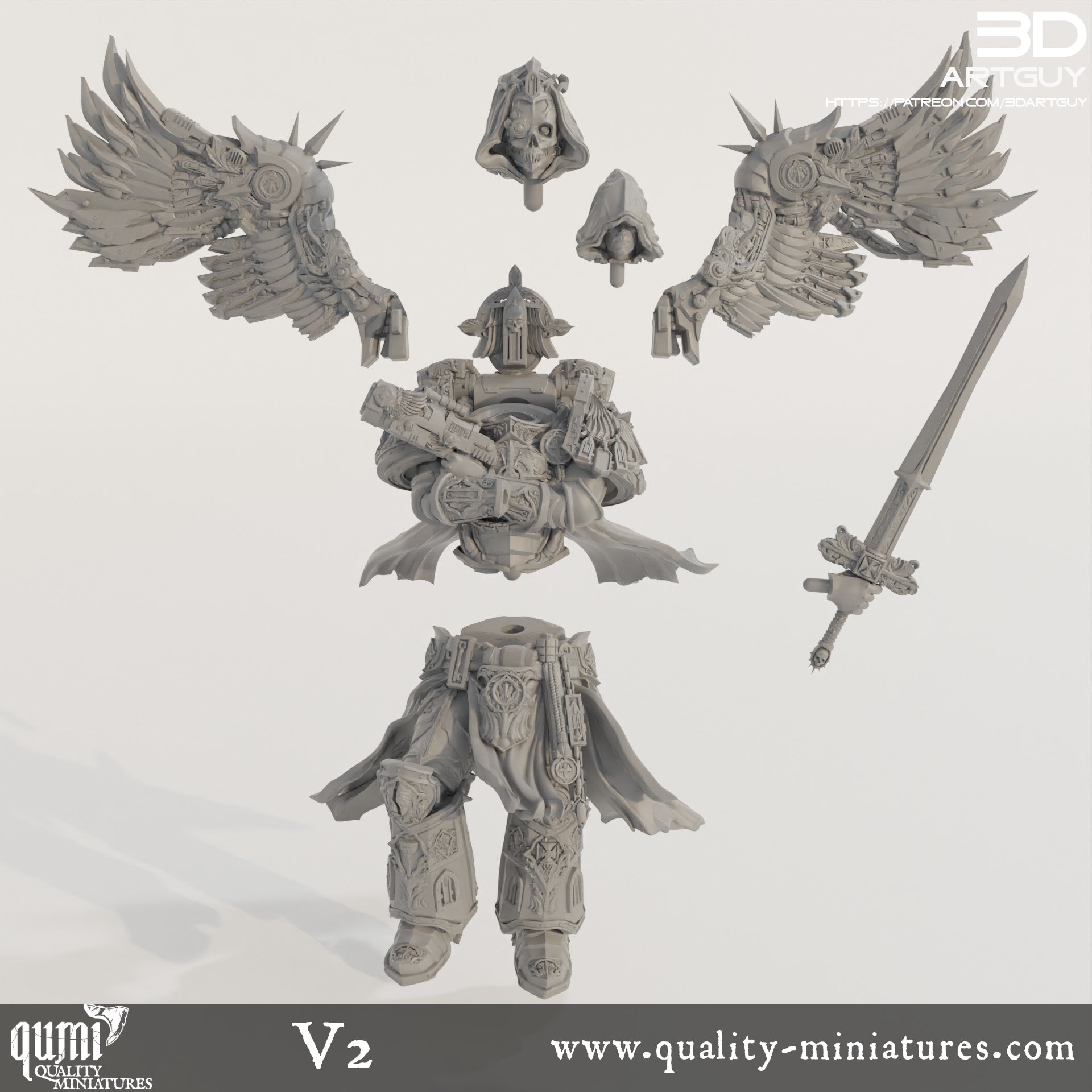 Cowled Angel - 32mm Tabletop RPG Mini - Qumi Quality Miniatures - Qumi