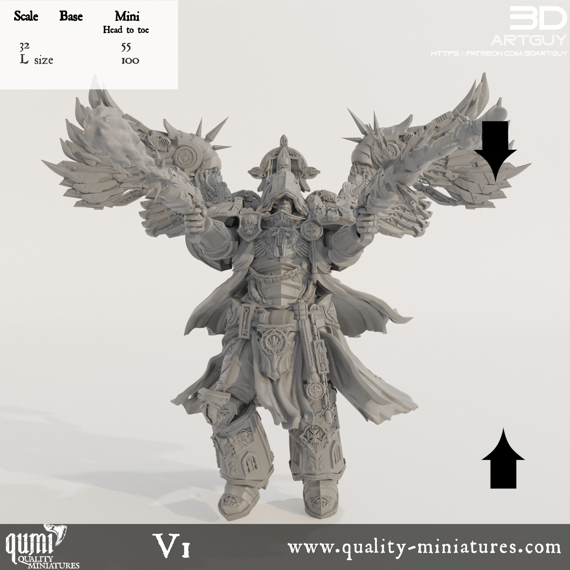 Cowled Angel - 32mm Tabletop RPG Mini - Qumi Quality Miniatures - Qumi