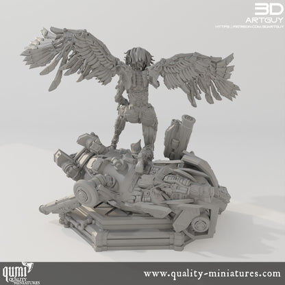 Cyborg Angel Diorama - 32mm Tabletop RPG Mini - Size L - Qumi Quality Miniatures - Qumi