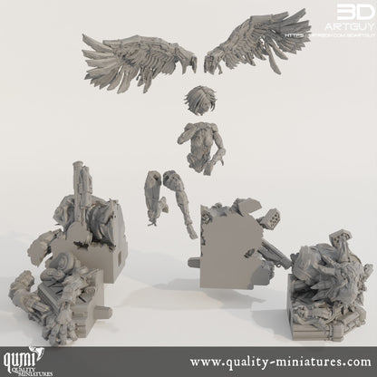 Cyborg Angel Diorama - 32mm Tabletop RPG Mini - Size L - Qumi Quality Miniatures - Qumi