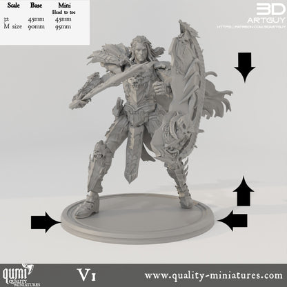 Dark Elf Warlord - 32mm Tabletop RPG Mini - Qumi - 3D ArtGuy