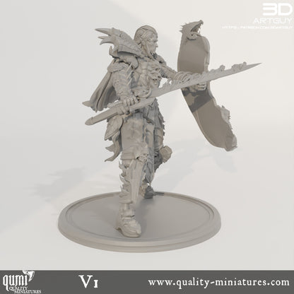 Dark Elf Warlord - 32mm Tabletop RPG Mini - Qumi - 3D ArtGuy