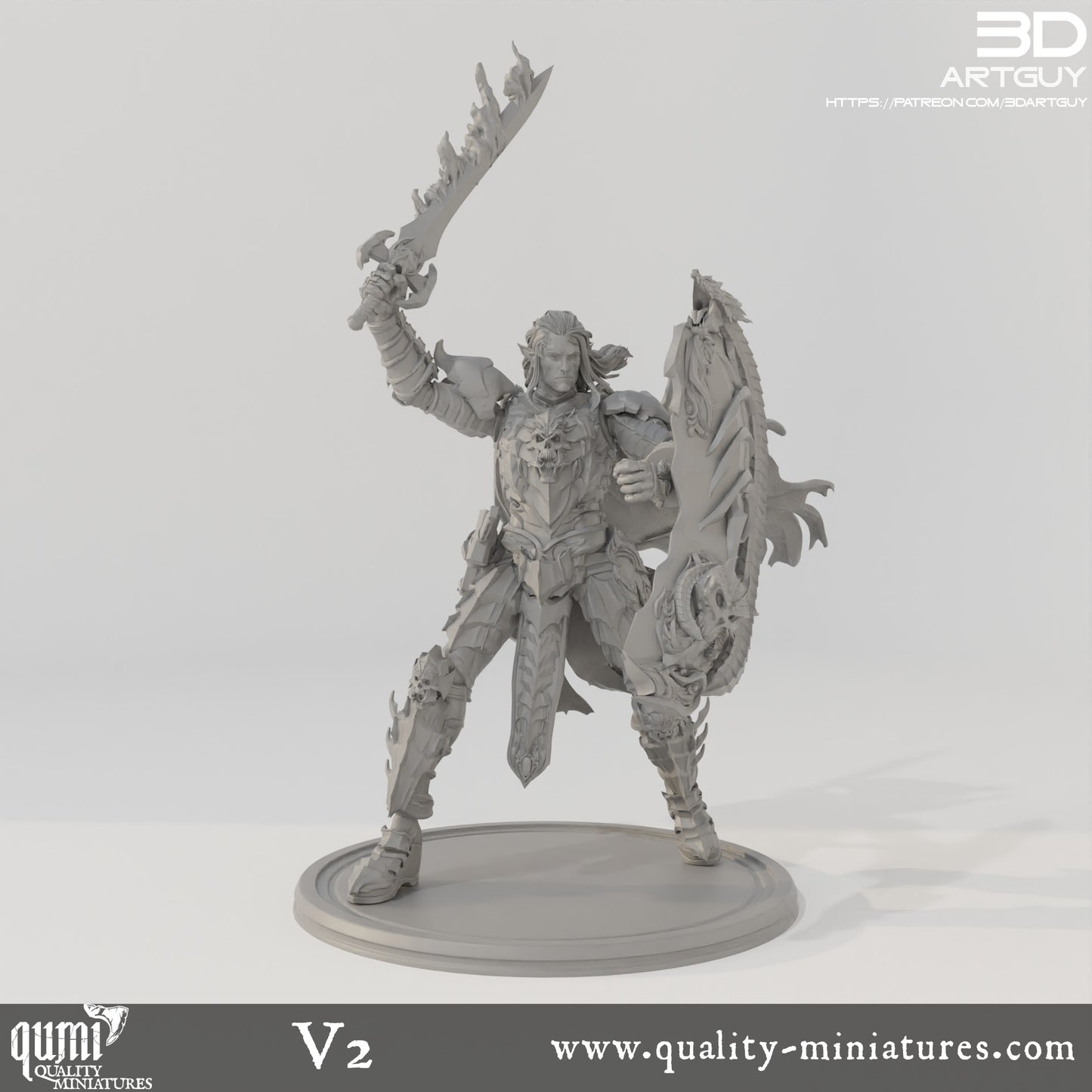 Dark Elf Warlord - 32mm Tabletop RPG Mini - Qumi - 3D ArtGuy