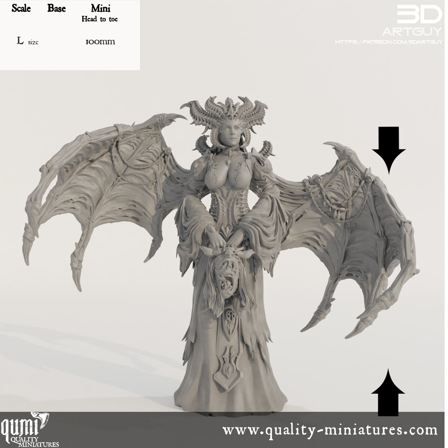 Demon Lord - 32mm Tabletop RPG Mini - Size L - Qumi Quality Miniatures - Qumi